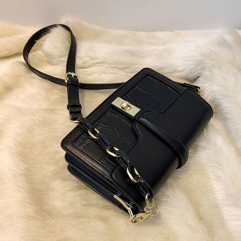 

Vintage Fashion Female Tote Bag 2021 New Quality PU Leather Women's Designer Handbag Crocodile pattern Shoulder Messenger Bag, Black