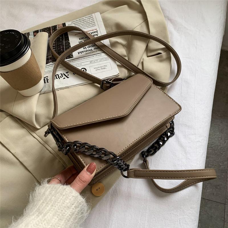 

Bags for Women 2021 Personalized Fashion Retro Solid Color High Quality PU Leather Shoulder Bag Shopper Dating Messenger Bag, Beige