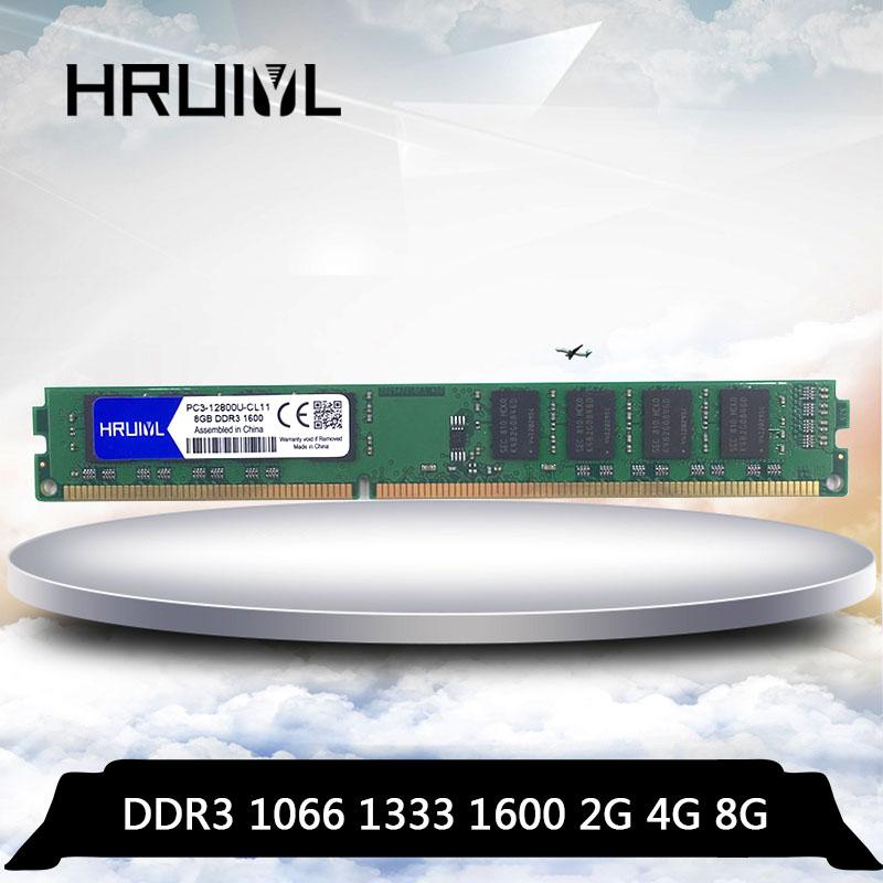 

HRUIYL Memory RAM DDR3 4GB 8GB 2GB 1066mhz 1333mhz 1600MHZ PC3-8500U PC3-10600U PC3-12800U Desktop PC Memoria DIMM 4G 8G 240 pin