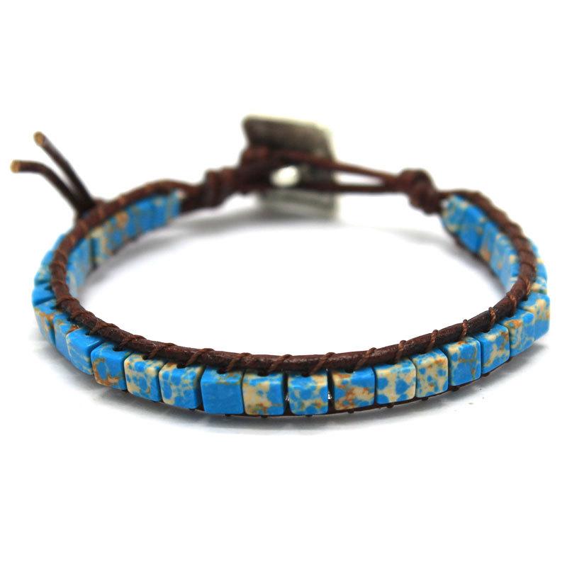 

Chakra Bracelet Jewelry 6 styles DIY Lightness Simple Cube Natural Stone Leather Wrap Bracelet Tube Beads Cool Bracelets Gifts