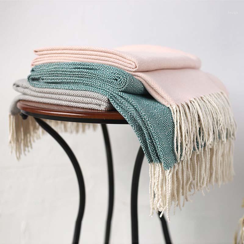 

Artificial Wool Soft Lap Plaid Knitted Throw Blanket with Tassel for Bed Sofa Elegant Lightweight Cozy1