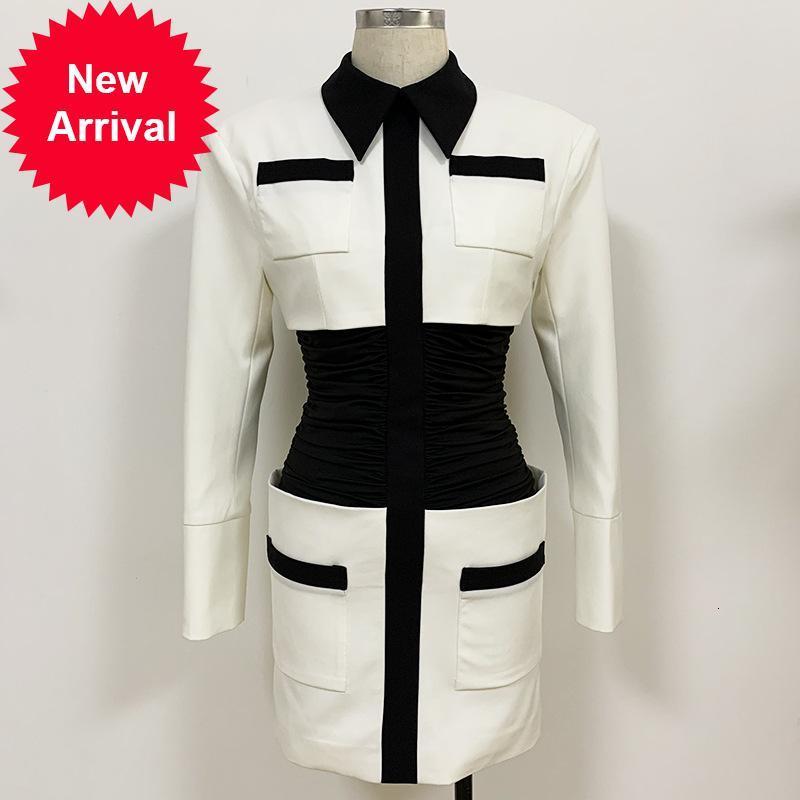 

Runway 2021 New Will See Vintage Broad Black Shoulder Elegant Rags Stylish Hip Strap Mini Dress Women's Party 9GCF, Blue
