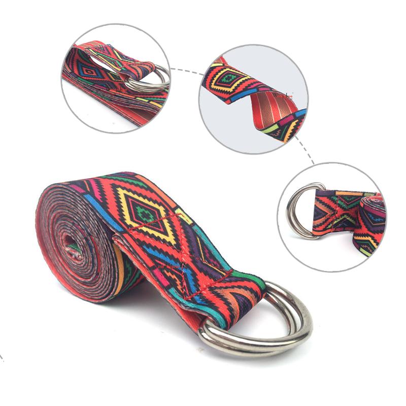 

New Washable Sport Stretch Strap Waist-Leg Fitness Dropship Yoga Adjustable Belt Multi-Colors Yoga Stretch Strap D-Ring Belt