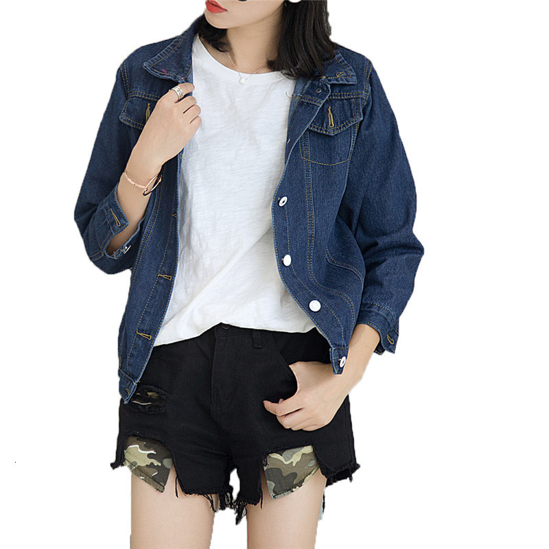 

2021 New Women' Jean Jackets Spring Basic Fall Short Paragraph Sleeve Denim Female 182 Jacket 4Y7R, Photo color