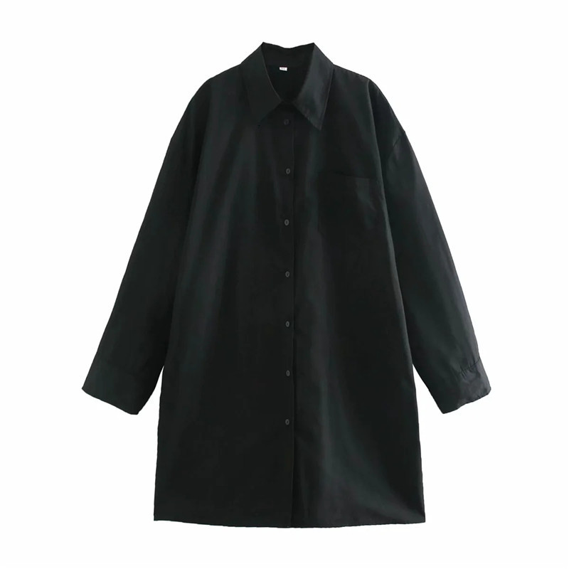 

New 2021 Black Oversize Shirt Women Fall Collared Button Up Long Sleeve Top Female Casual Blouse Plus Size Tunic Rpv3