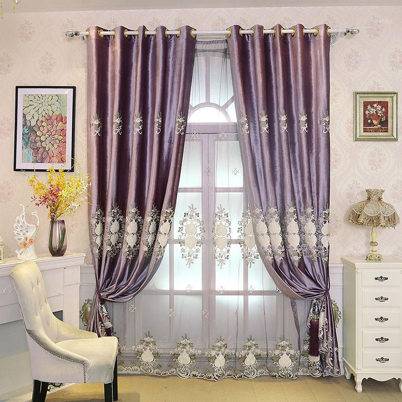 

New European Pastoral Embroidery Shading Curtains for Living Dining Room Bedroom.1, Tulle