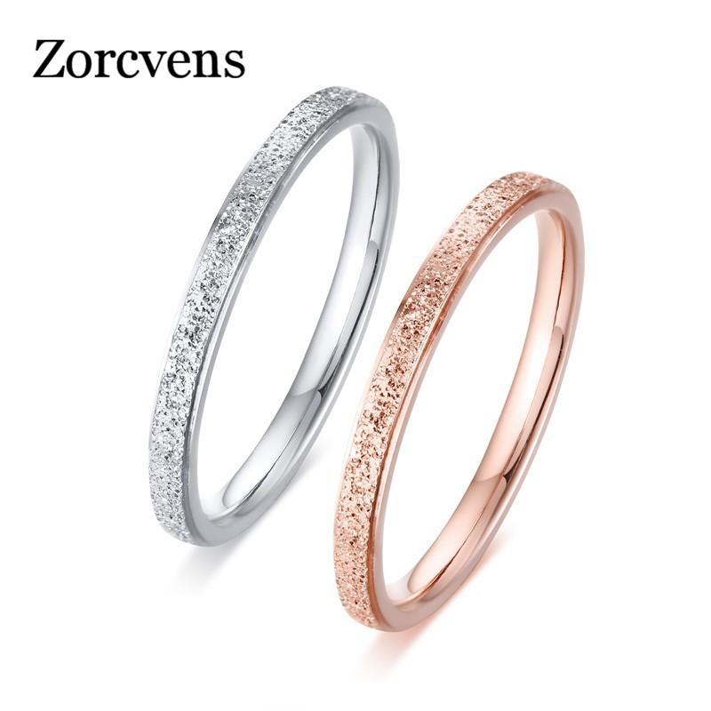 

ZORCVENS 2020 New Stainless Steel MaThin Ring For Women silver color Rose Gold Color Charm Female Ladies Gifts