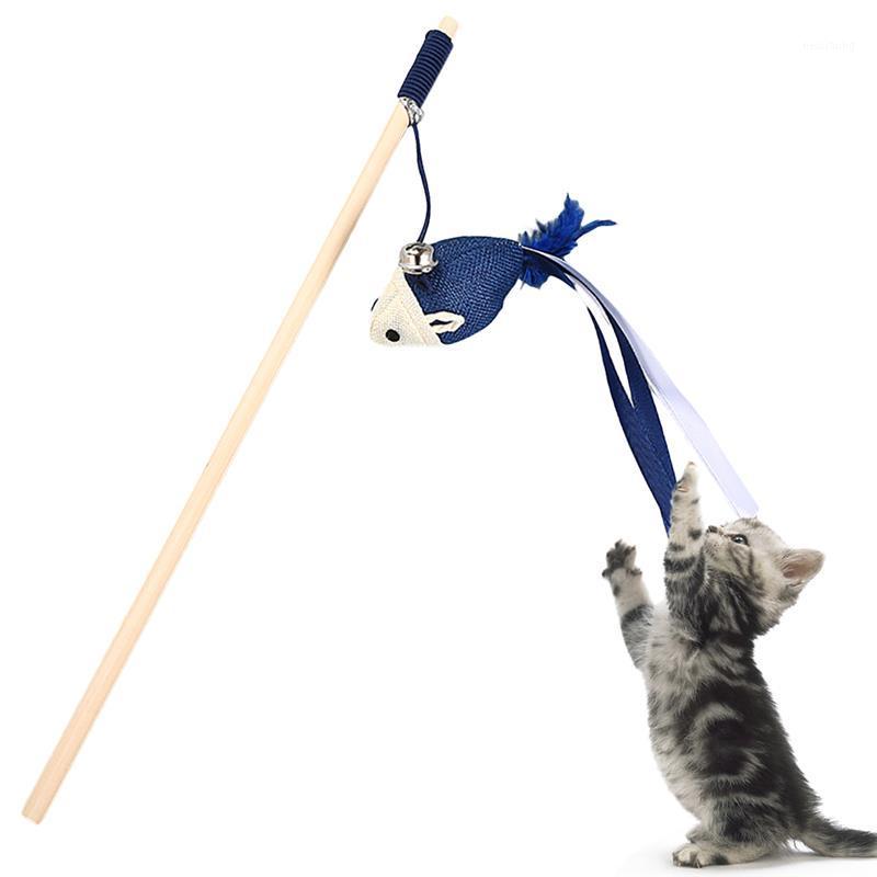 

Safe And Non-Toxic Cat Wood Rod Funny Cat Stick With Bell Feather Paper Rope Ball Toy Pet Interactive Toy Supplies 2019 New1