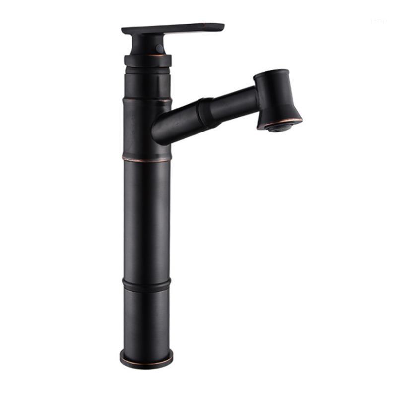 

Bathroom Faucet Pure Copper American Black Pull-Out Faucet Shampoo Wash Hot And Cold Bathroom Accessories1