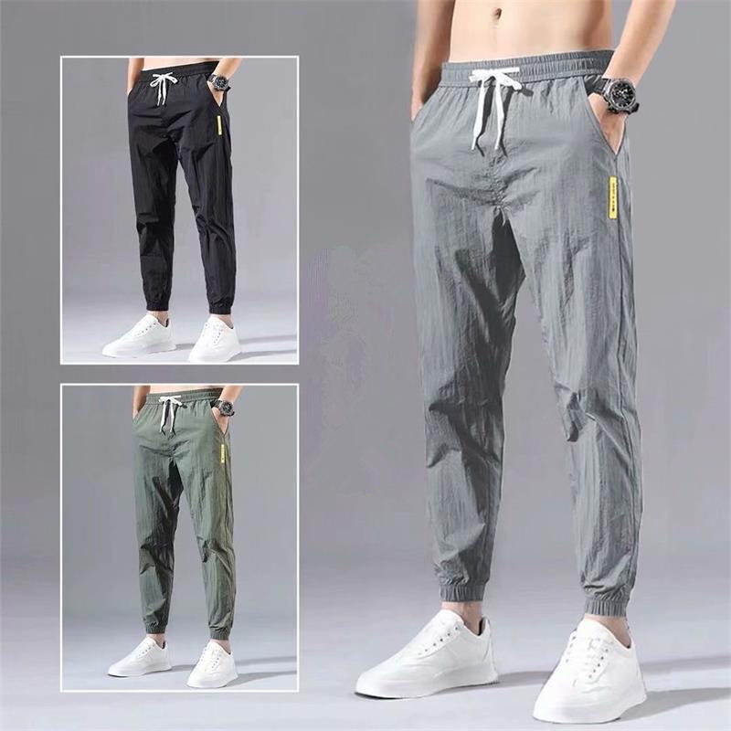 

Men' Pants 2021 Spring Summer Casual Men Joggers Cotton Slim Fit Thin Chinos Autumn Fashion Trousers Male Harem Plus Size, Black