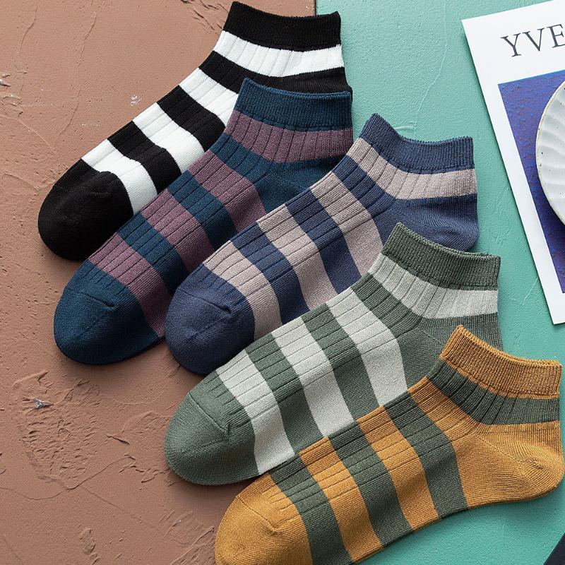 

happy spring and summer striped casual fashion men's socks Hit Color funny men invisible Socks novelty gift Dropship, White green