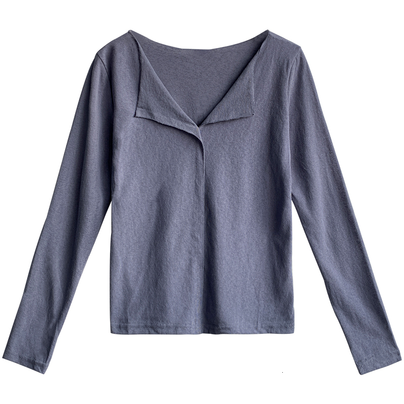 

2021 New Spring and autumn new with deep-necked v retro cardigan female blouse, Brown