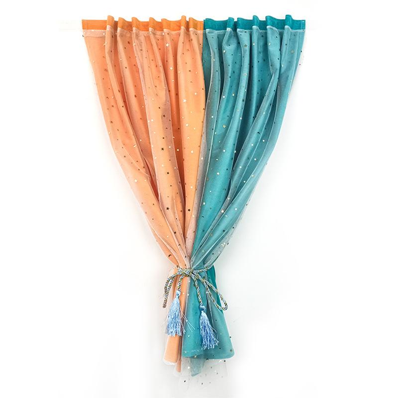 

Magic Stick star gauze window curtain free punching bedroom adhesive shade simple self-adhesive door drapes cabinet short tulle, Style 6