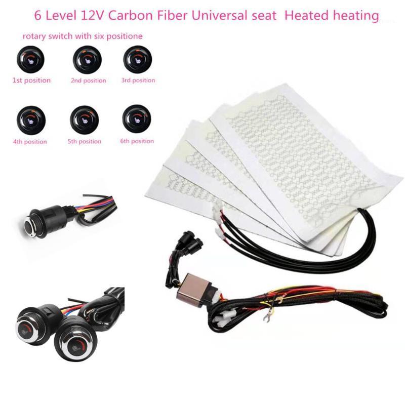 

12V Universal 6 Level Round switch 12V Carbon Fiber Universal Car Heated heating Heater Seat Pads Winter Warmer Seat Covers KI1