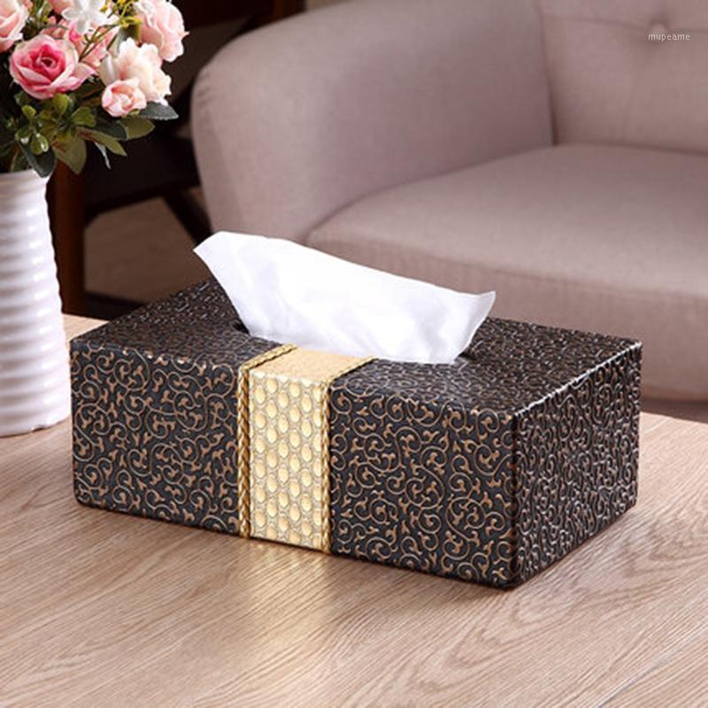 

Bathroom Shelves Car Home Rectangle Shaped Tissue Box Household Living Room Desktop Napkin Holder Black&Gold1