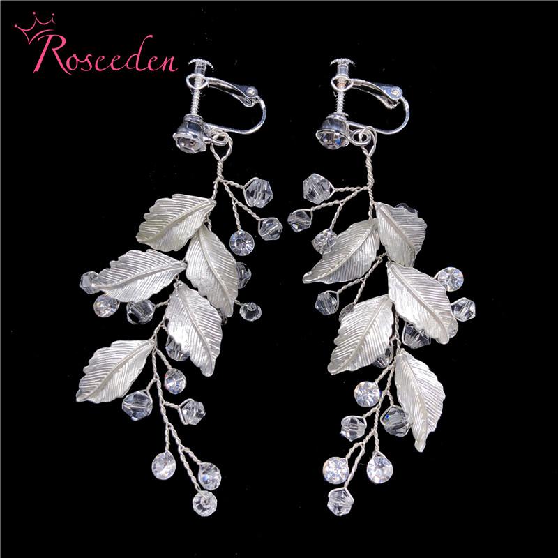 

Handmade Delicate Leaves Bridal Drop Earrings Wedding Accessories Jewelry Crystal Women Wedding Earrings RE3582