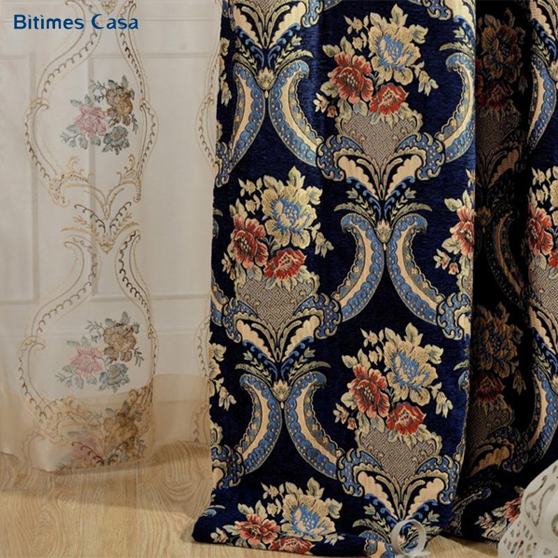

Luxury Royal Jacquard Chenille Blackout Window Curtain For Living Room Bedroom Wedding Room High Shading Heavy Weight Home Decor, Tulle
