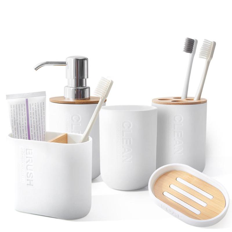 

Bamboo and Wood Bathroom Set Bathroom Accessories Set Tooth Brush Holder Accessories