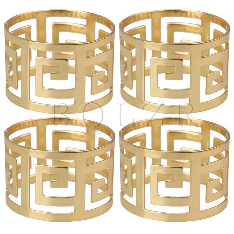 

BQLZR 4Pcs Hollow Out Golden Napkin Holders for Christmas Decorations Ornament1