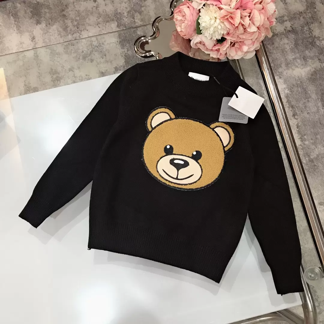 

New arrivel Kids Sweaters Fashion Design Bear Pattern for Baby Girls Boys Pullover Toddler Sweater Long Sleeve Spring Winter Jumper Clothing High quality, Black