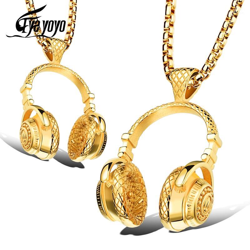 

EyeYoYo Men Rock Stainless Steel Music Headphone Charm DJ Headphone Pendant Hip Hop Jewelry Music Necklaces Gift1