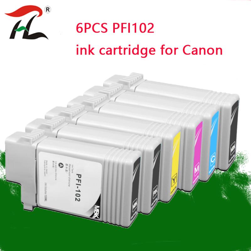 

6pcs PFI102 PFI 102 Ink Cartridge for Canon IPF500 IPF510 IPF600 IPF610 IPF700 IPF710 IPF605 Refill Ink Cartridge Tank