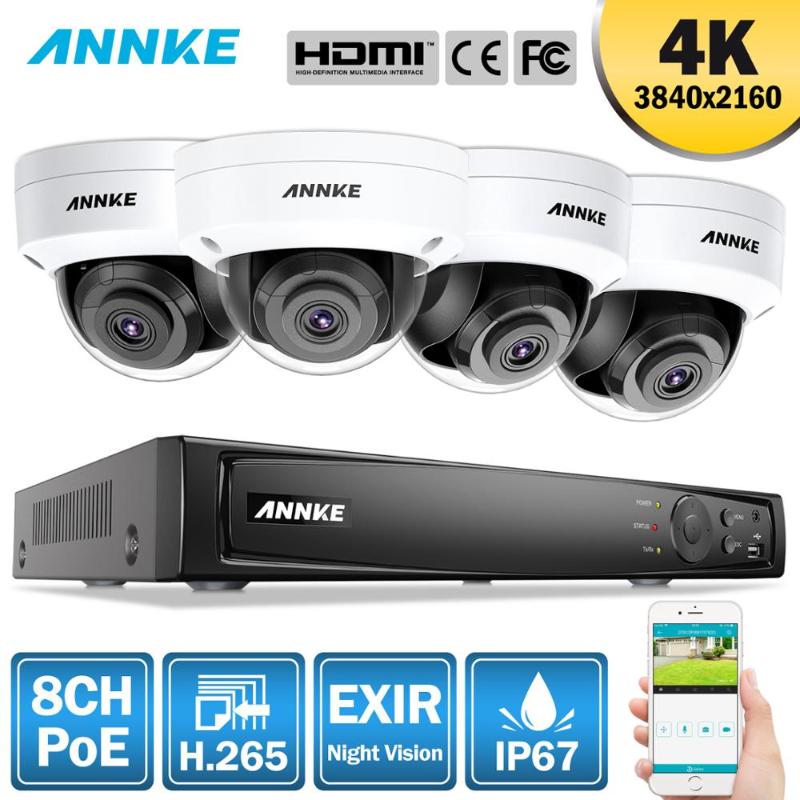 

ANNKE 8CH 4K Ultra HD POE Network Video Security System 8MP H.265+ NVR With 4pcs 8MP Weatherproof IP Camera CCTV Security Kit