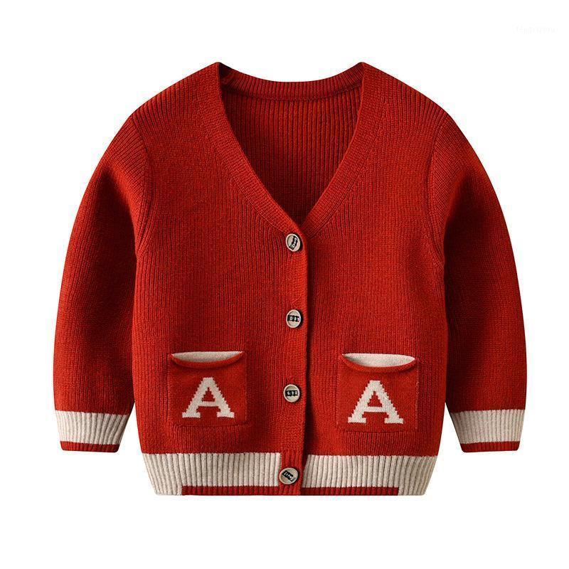 

Autumn New Korean Boy Cardigan Kids Letter A Pocket V-neck Knitted Cardigan Baby British Style Sweater Coats Toddler Outwear1, Beige