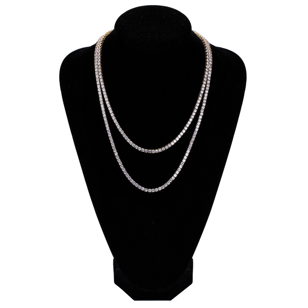 

Tennis Chain Necklaces Fashion Gold Silver Color Hip Hop Men Women Necklaces Luxury 4mm Bling Zircon Necklaces