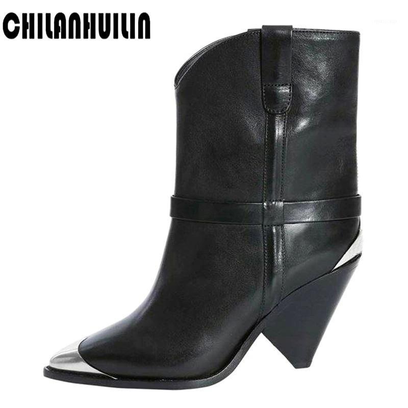 

fashion runway shoes women black metal studded pointed toe ankle boots for woman brand shoes sexy spike heels booties mujer1, Beige