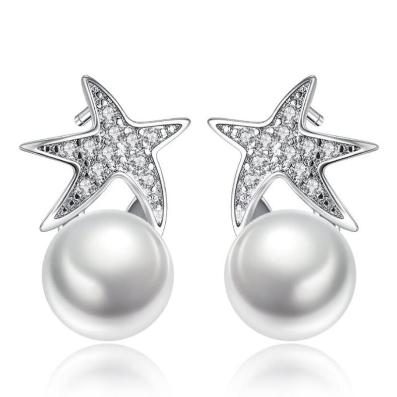 

Fashion zircon star pearl earrings female models