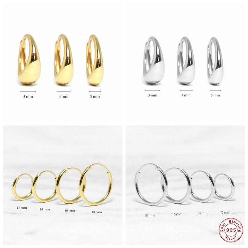 

Aide Genuine 925 Sterling Silver Circle Minimalist Hoop Earrings for Women Gold/Silver Small Round Earrings Fashion Fine Jewelry