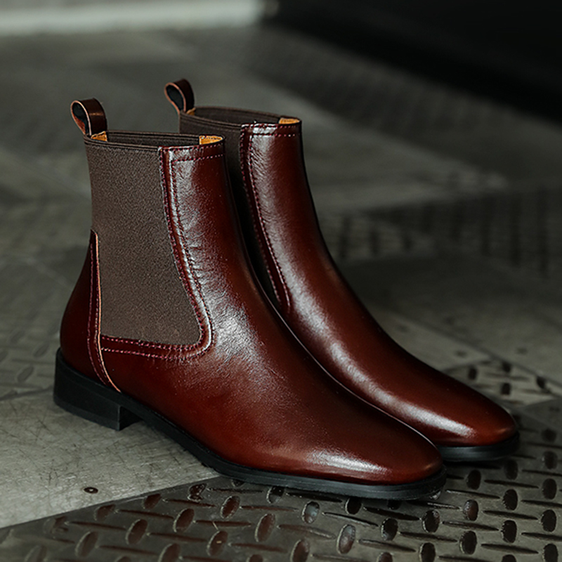 

2020 Ankle Genuine Leather Flat Women with Square Toe Boots for Spring/fall Lmv4, Brown