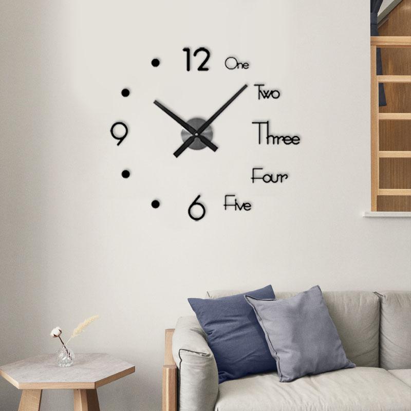 

3D Stereo Wall Sticker Wall Clock Digital Clock 3D Mirror Sticker Mute Home Office Decoration ClockBedroomOffice