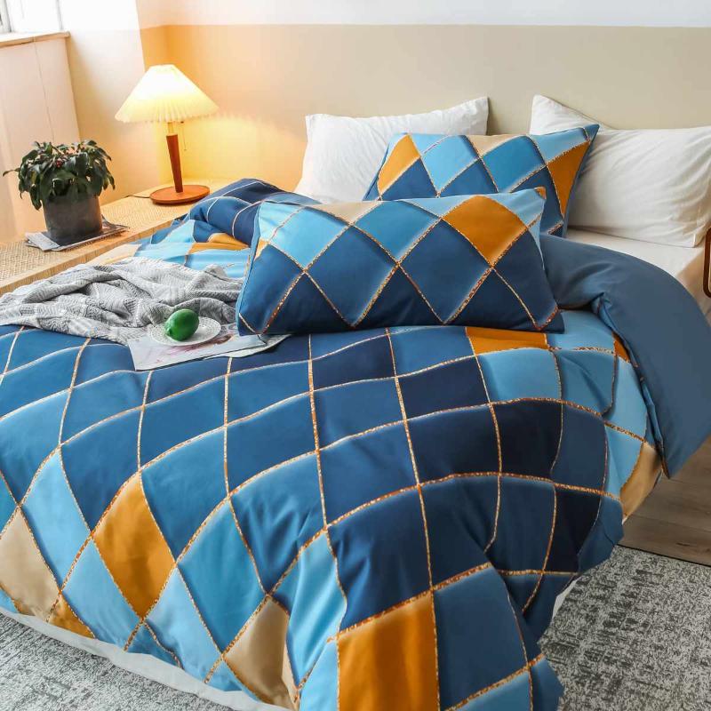 

Luxury 2 or 3pcs Bedding Set Geometry Duvet Cover Sets with Zipper Closure 1 Quilt Cover + 1/2 Pillowcases King Queen Full Size, Blue