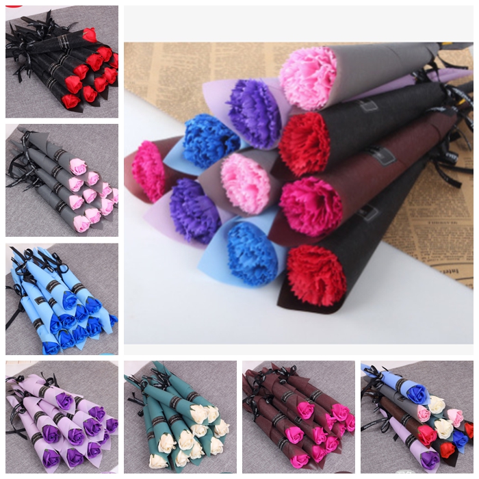 

Artificial Rose Carnation Flower Styles Soap Flowers Valentines Day Birthday Christmas Gift For Women Wedding Decoration YHM784, As picture