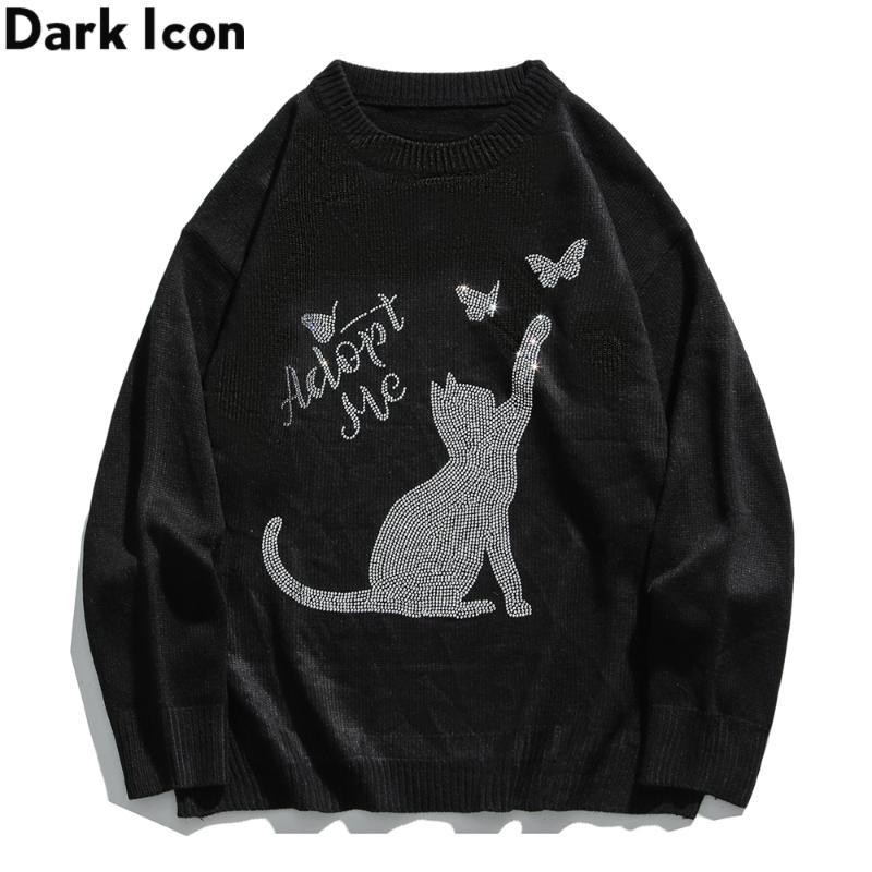 

Dark Hot Drilling Sweater Men Round Neck Cartoon Students Men's Sweater Autumn for Man, Beige