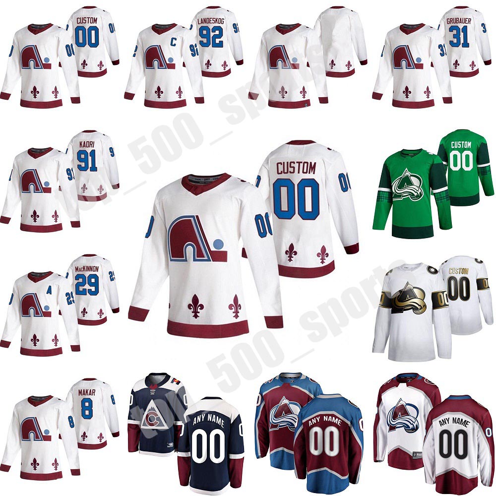 

2021 Reverse Retro Colorado Avalanche Hockey Jersey Philipp Grubauer Nazem Kadri Ryan Graves Andre Burakovsky Erik Johnson Custom Stitched, Black;red