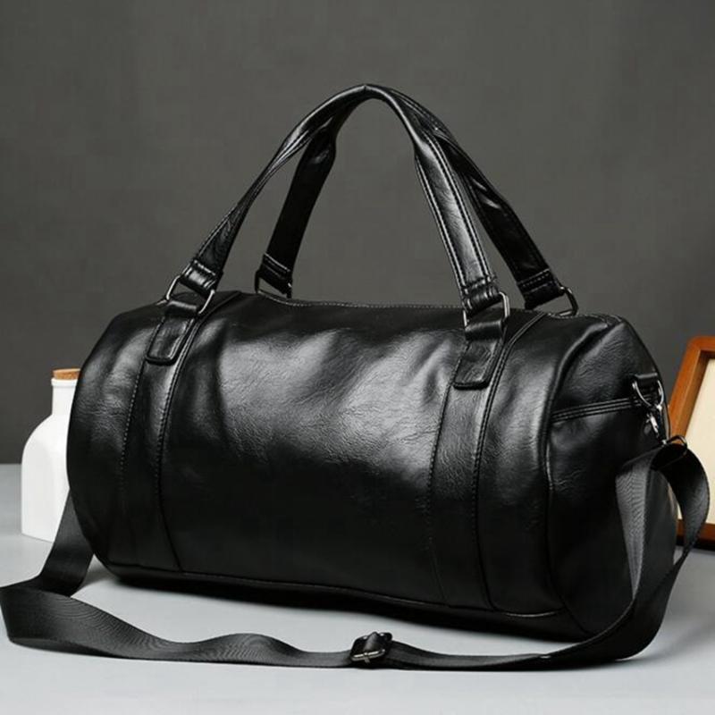 

Large Capacity Waterproof Travel Bag New 2021 Vintage Men's Leather Travel Duffel Bags Pu Leather Black Handbag Men, Black travel bag