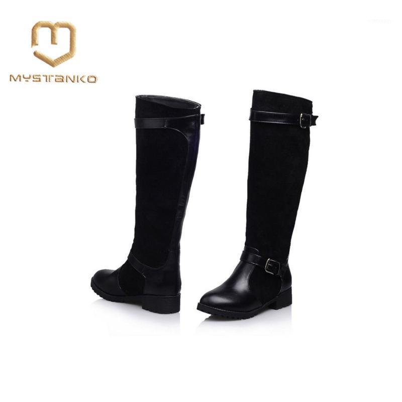 

High boots sleeve round head with women chunky heel for winter knee high boots Ladies shoes womens large size . XZ-0671, Black