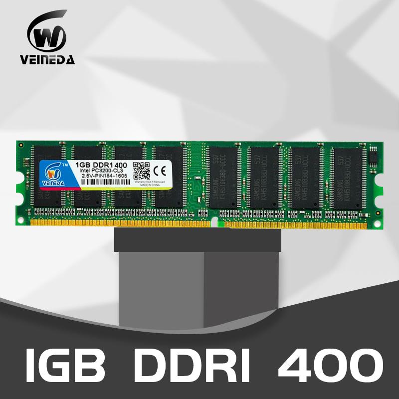 

VEINEDA DDR1 2GB 2X1GB 2.5V DDR 1gb pc3200 ddr400 400MHz 184Pin Desktop ddr memory CL3 DIMM RAM 2G NON-ECC