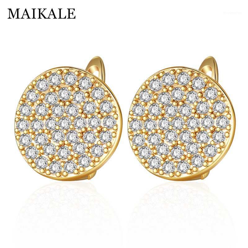 

MAIKALE Simple Round Earrings Cubic Zirconia Copper Earing Classic Wild Exquisite Jewelry Earrings For Women To Send Friend1