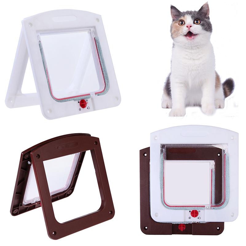

Pet Cat Puppy Dog Gates Door Lockable Safe Flap Door Pet safety products Lock Suitable for Any Wall or White Brown Colors