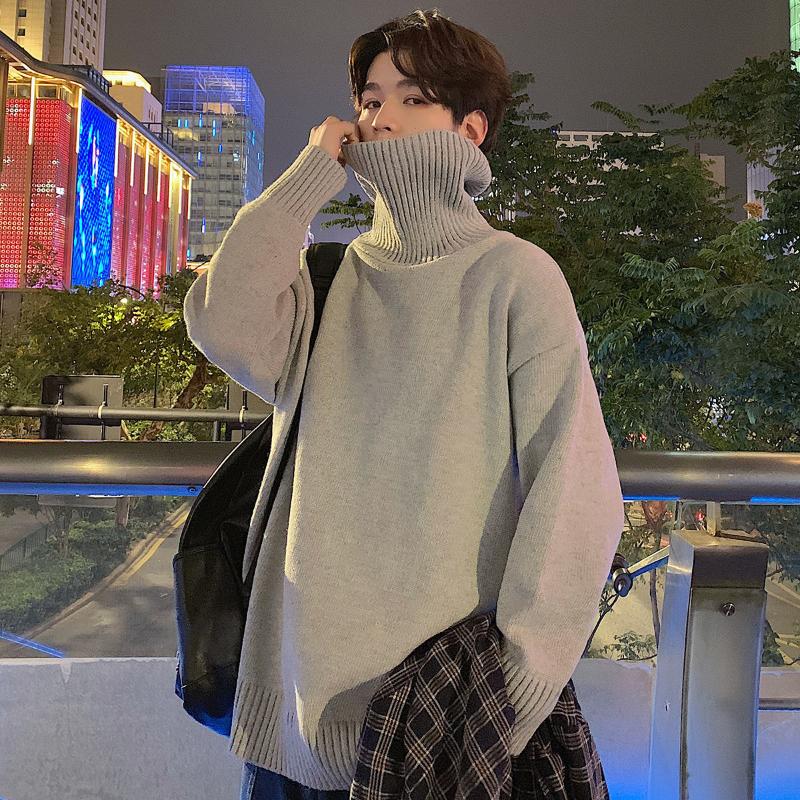 

PR 2020 Autumn Winter Man Casual Loose Turtleneck Solid Color Woman Pullover Long Sleeve Sweater Casual Male Fashion Clothing, Black