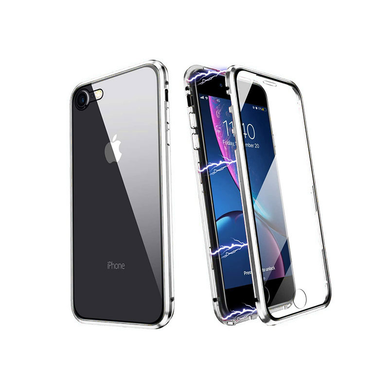 

Apple 7 magnetic phone case full coverage XR brand new popular logo net celebrity same anti-fall transparent metal ultra-thin tempered film