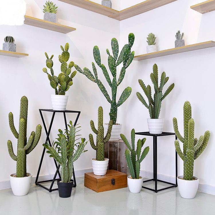 

artificial PU Cactus Potted Bonsai Home Shop Decorating Tropical Desert Plants cactus decoracion greenery artificial plant1, 58cm