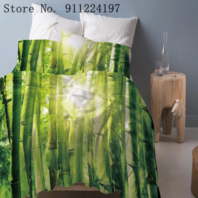 

Bamboo Forest Duvet Cover Green Bedding Set Printing Luxury 3pcs Quilt Cover Single Double Home Textile High Quality Bedspread, Color-1