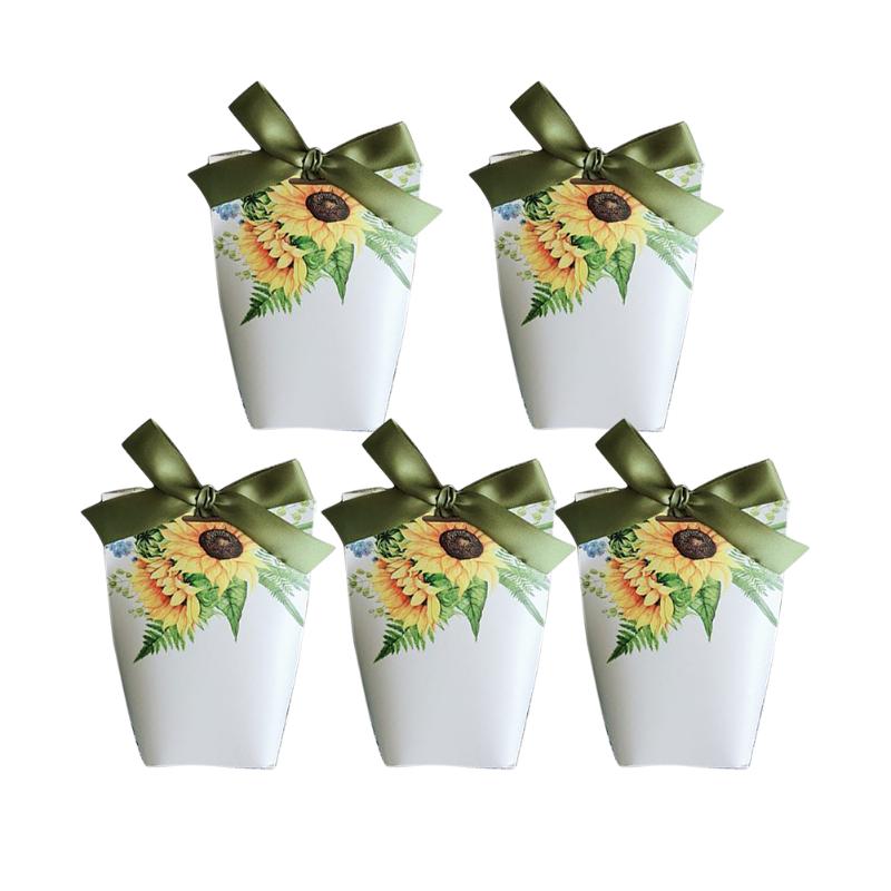 

5pcs Baby Shower Wedding Favors Party Sugar Case Bag Gift Holders Candy Box Accessory Irregular DIY With Ribbon Supplies