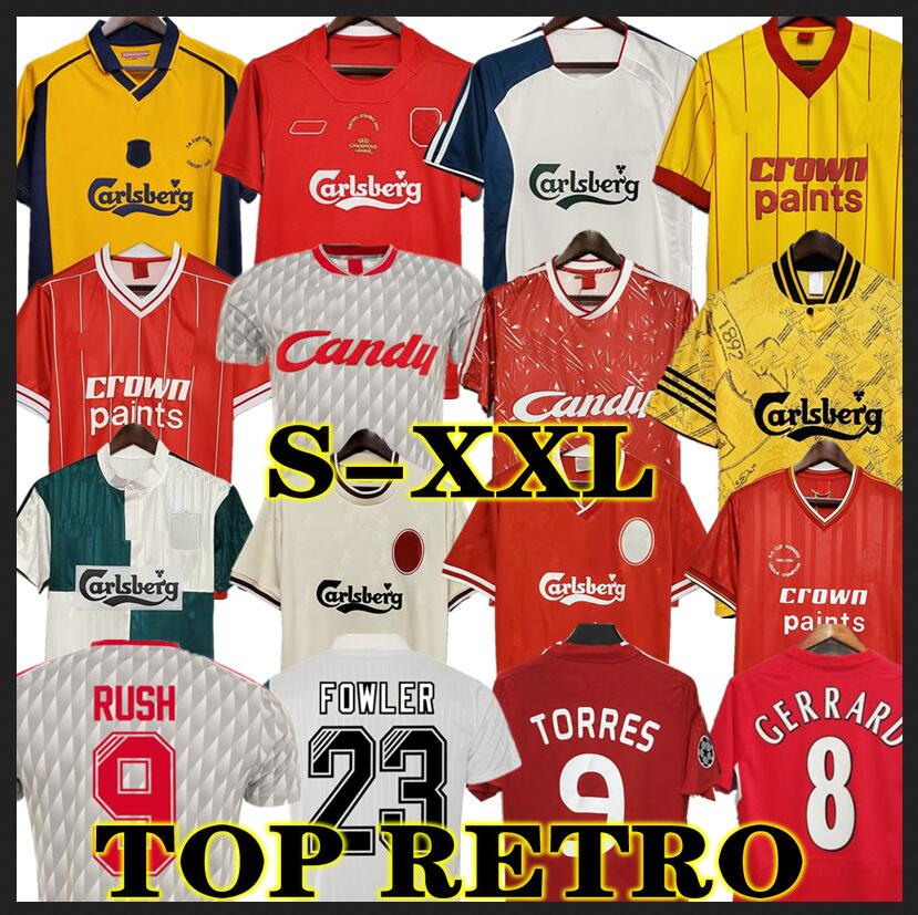 

McMANAMAN 04 05 Retro Gerrard Soccer Jersey TORRES 1982 DALGLISH Football Shirts FOWLER 1989 Maillot 06 07 Barnes 08 09 Rush 97 95 96 93 85, 98-99 home