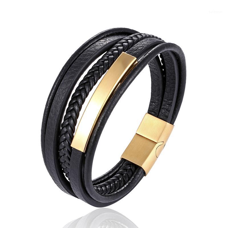 

New Hand-Made Braided Leather Bracelet for Men Boy Multi-Layer Magnetic Bracelets Office Gentleman Wristband Male Jewelry1